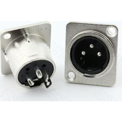 30pcs/lot Audio Microphone Jack 3 Pin XLR Male Metal Square Socket VF Plug