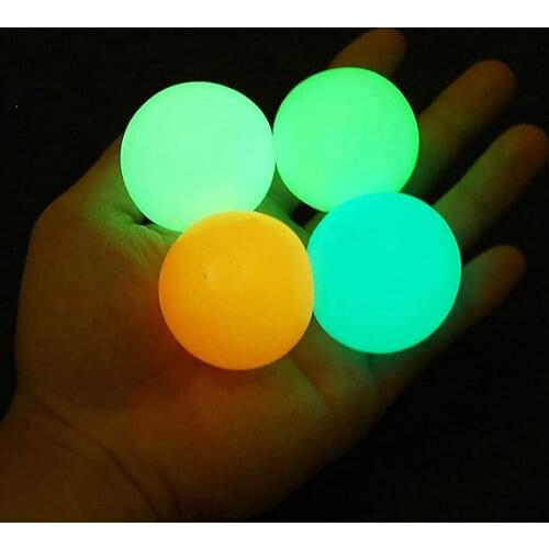 4pcs Wall Ball Sticky Balls Throw Novelty Kids Toys Ceiling Luminous Stress Relief Squash Suction Catch Stick Ball