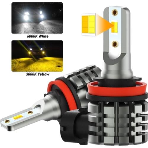 2x H11 H8 H9 H16JP LED Dual Colors Car Fog Light Yellow White Switchback Auto Foglamp for Toyota Camry Auris Hilux Honda CRV Dio