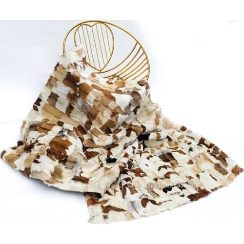 CX-D-152 Patchwork Indoor Floor Carpets Real Sheep Fur Blankets Throw for Bedroom