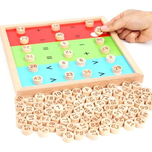 Wooden 1-100 Number Cognitive Game Childrens Mathematical Addition Subtraction Multiplication And Division Toys Education Toys