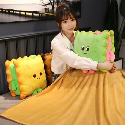 Cute creative biscuit pillow plush toy blanket girl nap air conditioning blanket baby toy home decor Christmas gift holiday gift