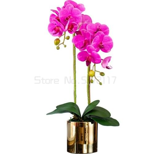 European ceramic vase artificial flower phalaenopsis plant fake flower pot green home living room bedroom decoration crafts
