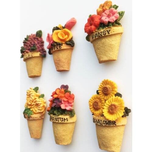 Creative and fashion 3d Flower Bonsai Fridge Magnets Hand-painted Decorative Magnetic Refrigerator Stickers Kids Educatio