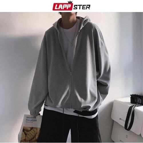 LAPPSTER Men Harajuku Solid Autumn Bomber Jackets 2021 Mens Streetwear Hip Hop Windbreaker Vintage Oversized Black Jackets Coats