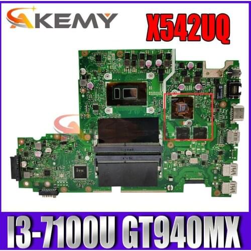 X542UF Motherboard For ASUS X542UR X542UQ X542UN A580U Laptop Motherboard notebook I3-7100U CPU GT940MX-2G original Test