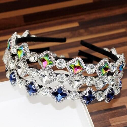 Trendy Bling Hair Jewelry AB Clear Navy Crystal Headbands And Hairbands Rhinestone Hair Hoop Band For Women Girls Hairwear