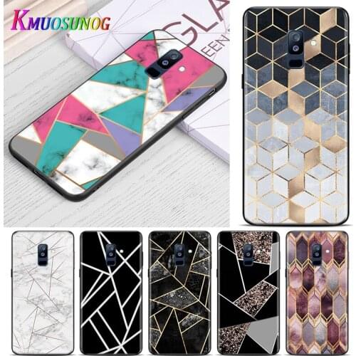 Marble Geometric For Samsung Galaxy A9 A8 Star A8S A7 A6 A6S A5 A3 Plus 2018 2017 2016 A750 Black Phone Case