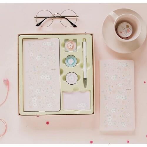 Kinbor Lovely Weekly Notebook Set Portable Notebook Hand Account Gift Box Notepad Creative Hipster Portable Book Big Week Plan