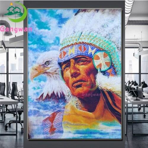 5D diy Needlework embroidery Indian man owl animals pattern mosaic diy diamond painting 3d cross stitch kits room decoration