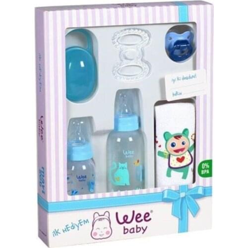 Newborn Baby Set 3bottle Pink Pattern 5-Piece My First Gift Palate Pacifier No: 1, PP Classic Feeding Bottle 125 ml and 250 ml, c