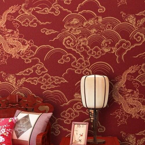 Tea House China Dragon Wallpapers TV Background Wall Paper Non-woven Wallpaper Chinese Antique Porch Study Foyer Living bedroom