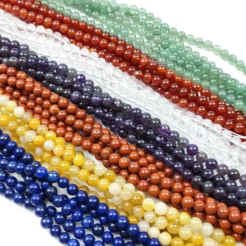 Natural Stone 4/6/8/10/12 mm Round Loose Bead Amethyst Agate Lapis Healing Reiki Gems Prayer Beads for DIY Bracelet Accessories