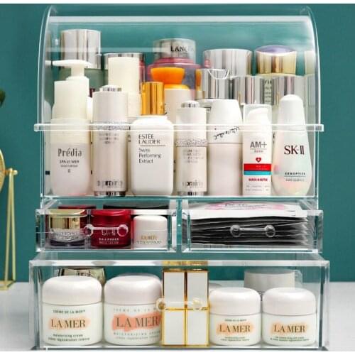 New Fashion Drawers Makeup Organizer With Lid Clear Jewelry Storage Box Large Storage Case Clear/Transparent Desk Organizer