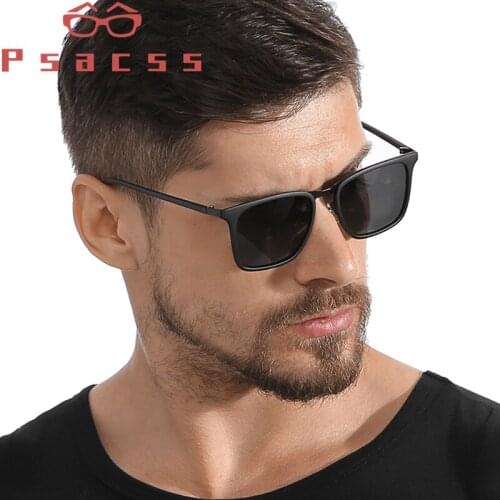 Psacss Square Polarized Sunglasses Men TR90 Frame Clear Lens High Quality Sun Glasses For Driving Fishing lentes de sol hombre