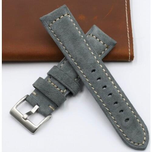 Onthelevel New Suede Leather Soft Watchband 20mm 22mm Watch Strap Gray Coffee Replacement Bracelet Belt For IWC PANERAI #E