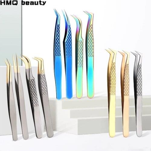 Eyelashes Stainless Steel High Precision Anti-static tweezers for Eyelash Extensions
