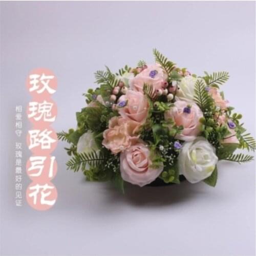 Romantic wedding decoration artificial silk hydrangea rose road led flowers wedding decorative centerpiece flowers 10pcs/lot