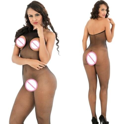 WOSOFAN Body Suit Sexy Lingerie hot Open crotch body net clothes women full Body Stockings Teddy Sexy Hose Costumes Intimate S