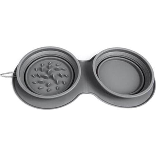 Collapsible Dog Bowl Slow Feeder Adjustable Silicone Portable Non-Skid Water Food Pet Bowl Travel