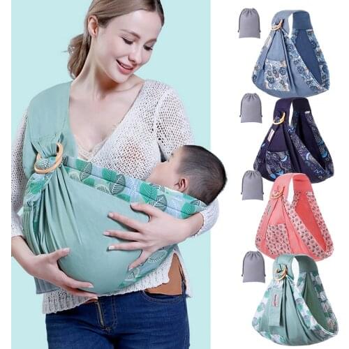 Baby Wrap Carrier Newborn Sling Breathable Cotton Baby Sling Wrap Carrier with Storage Bag for Newborn Breastfeeding Carriers