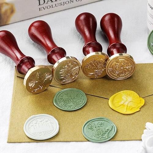 Crapbooking Stamping Stamps 1pc Snowflake Sealing Wax Stamps Wood Handle Retro Copper Head Xmas Deer Stamp DIY Handmade Craft