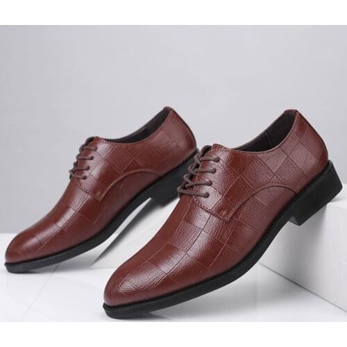 New Men Dress shoes formal shoes mens Handmade business shoes wedding shoes Big Size Genuine Leather Lace-up Male