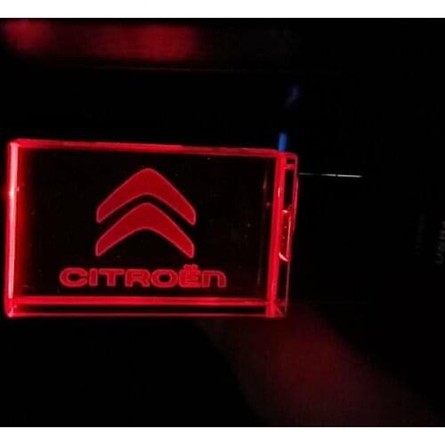 Custom Logo Car Citreon Logo crystal + metal USB flash drive pendrive 4GB 8GB 16GB 32GB 64GB 128GB External Storage memory Drive