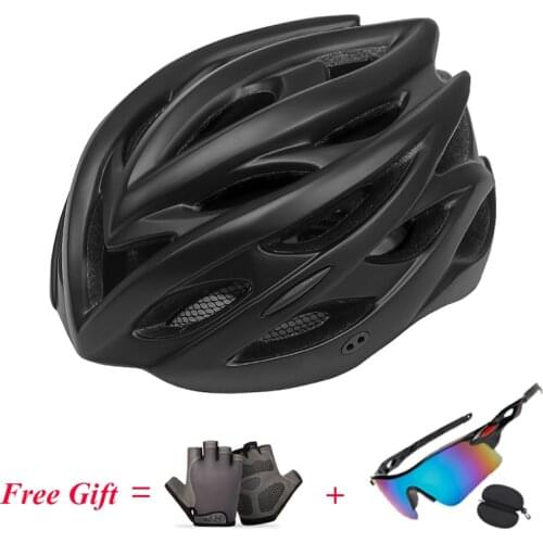 BATFOX Riding Bicycle Helmet with Glasses Casco Ciclismo Ultra-light men Mountain bike helmet outdoor road bicycle safety cap