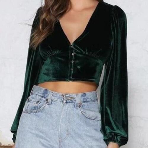 Spring and Autumn Retro Sweet Lace T-shirts Sexy Deep V-neck Tees 2021 Women Elegant Lantern Long Sleeve Tops Elegant Streetwear