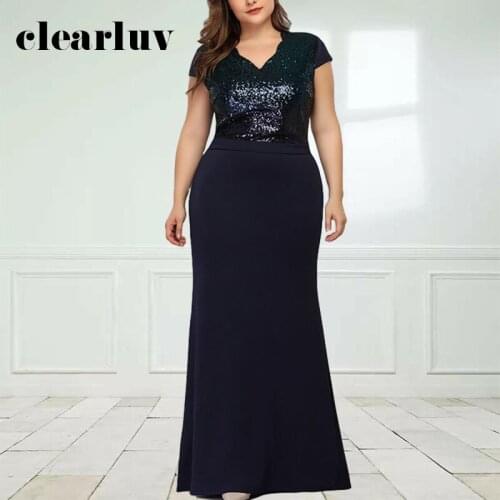 Patchwork Mermaid Evening Gown DR1586 Shiny Sequin Vestido De Fiesta V-Neck Short Sleeve Women Party Dress Pleat Long Dresses