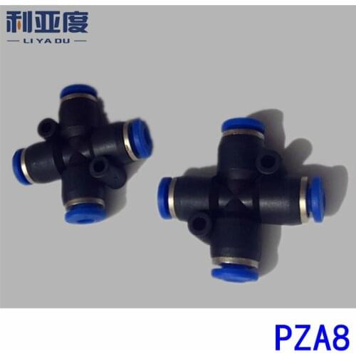 100PCS/LOT PZA8 Black/White Four-way pipe joint cross plastic connectors, pneumatic quick connector
