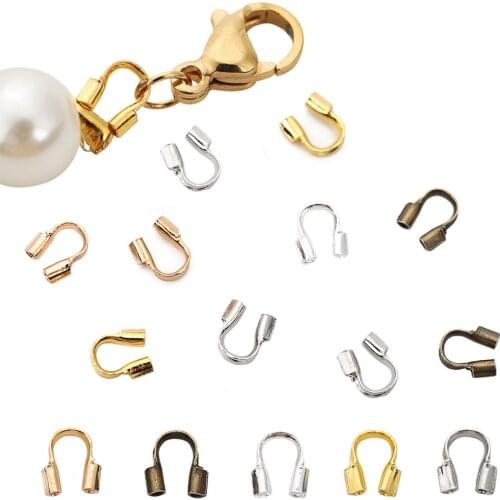 100pcs Copper Metal Wire Protectors For Beading Thread Wire Gold Silver Color Clasps Hooks Connectors Necklace Jewelry Making