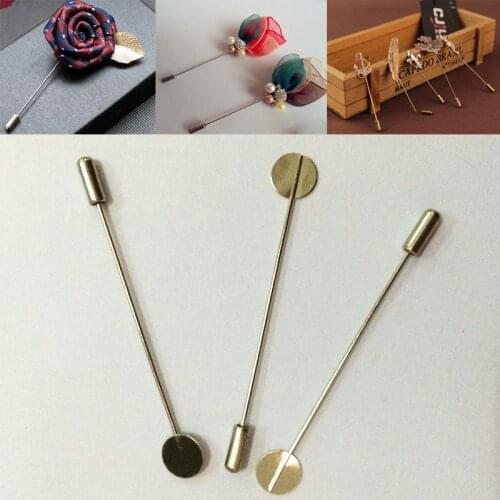 20pcs/pack 7.5cm rhodium metal Brooch Base Diy Findings Pin Back Copper Paste Shape Tip Flat Pad with Stop