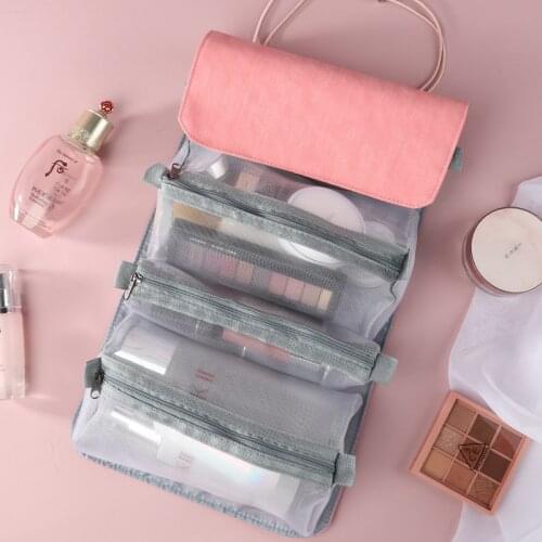 4PCS in 1 Cosmetics Bag In Bag Makeup Bag Foldable PU Waterproof Luxury Make Up Bag Travel Toiletry Bag Organizer Cosmetic Bag