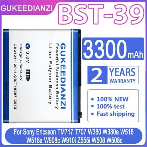 GUKEEDIANZI Battery BST-39 3300mAh For Sony Ericsson TM717 T707 W380 W380a W518 W518a W908c W910i Z555i W508 W508c BST 39