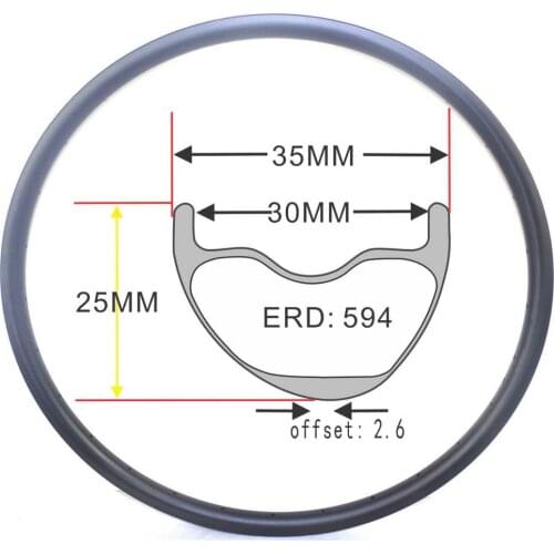 Light mtb rims 29er asymmetrical carbon mtb rims 33mm 35mm width tubeless carbon mountain bike rims