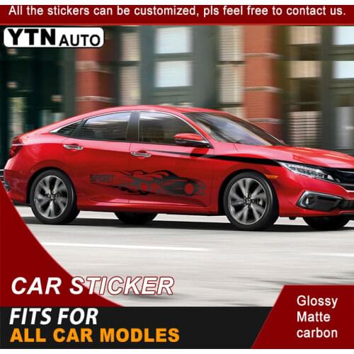 Car Decals Fit For All Car Modles Side Body Sport Racing Stripe Graphic Vinyl Cool Car Stickers For Honda Civic 2016-2018 2019