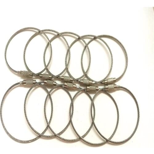 Car Stainless Steel Wire Keychain wire rope key Chain Cable Key Ring Keyring for Outdoor Hiking 10pcs