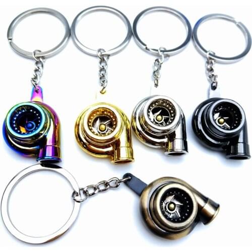 Car keychain key ring buckle Mini turbocharger key chain Rotating key chain Auto parts In-car key pendant key pendant