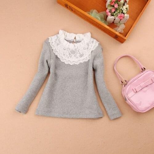 Girls Blouse 2019 Autumn Kids Clothes Children Clothing School Girl Blouse Lace Patchwork Cotton Child Shirt Blusas Age 1-16Y