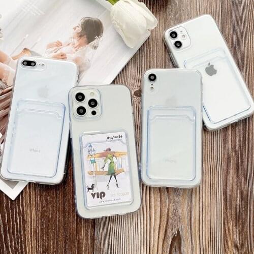Sumgo Transparent TPU Phone Case For iPhone 13 11 Pro Max Mini XS XR X 8 7 Plus SE 2020 Thin Clear Cover With Card Holder