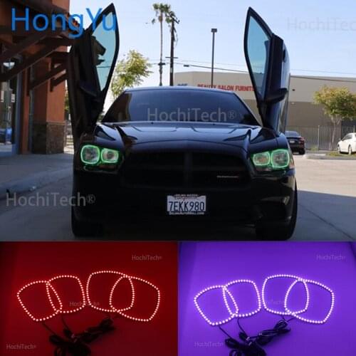 For Dodge Charger SXT Plus 2011 2012 2013 2014 RGB LED Angel Eyes Multi-color with Halo Ring Remote Control Headlight