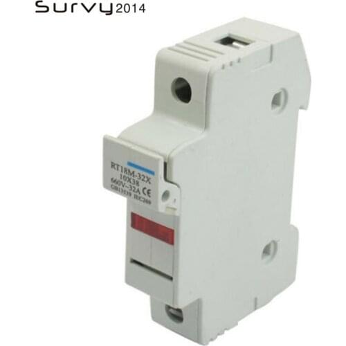 1 PCS Rt18-32x Ac 380v 32a 1 Pole 10x38mm Din Rail Mount Fuse Holder Base gray white Electronic Component