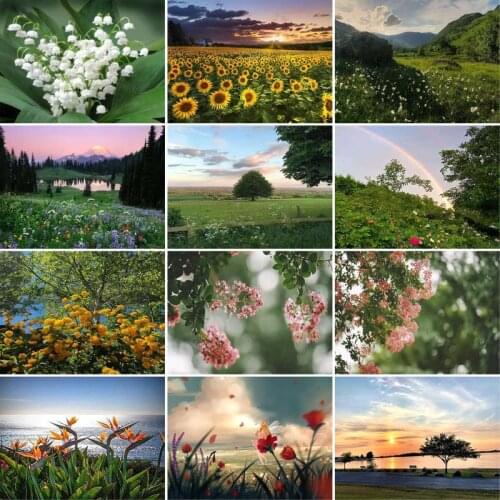 GATYZTORY 5D DIY Diamond Painting Flower field Full Square Drill Embroidery Handmade Mosaic Cross Stitch Home Decor Gift