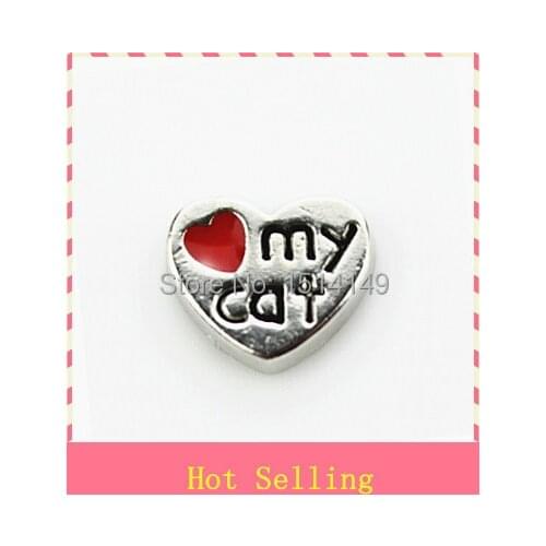 Hot selling love my cat floating charms living glass floating memory charms