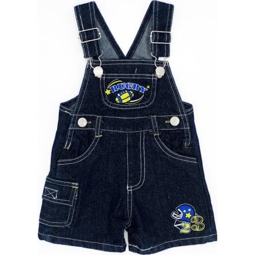 Rugby Pattern Random Color Baby Boys Girls Bib Jeans Jumpsuits Sling Pants Children Denim Overall Trousers Brand Kids Clothes