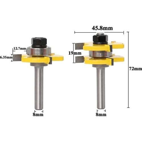8mm Shank Rail & Stile Router Bits-Matched Bit Quarter-round door knife Woodworking cutter Tenon Cutter for Woodworking Tools