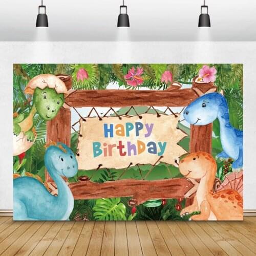 Laeacco Dinosaur Egg Tropical Flowers Newborn Baby Birthday Party Backdrops Photographic Backgrounds For Photo Studio Photophone