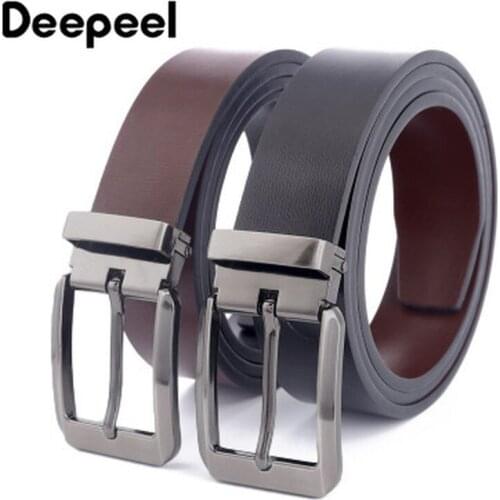 Deepeel 1pc 3.45X110-120cm Men Pin Buckles Leather Belt Fashion Casual Second Layer Cowhide Belt Leather Crafts Jeans Decorative